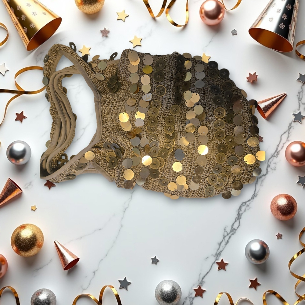 Gold Sequin Sleeveless Top - Picture 1 of 3